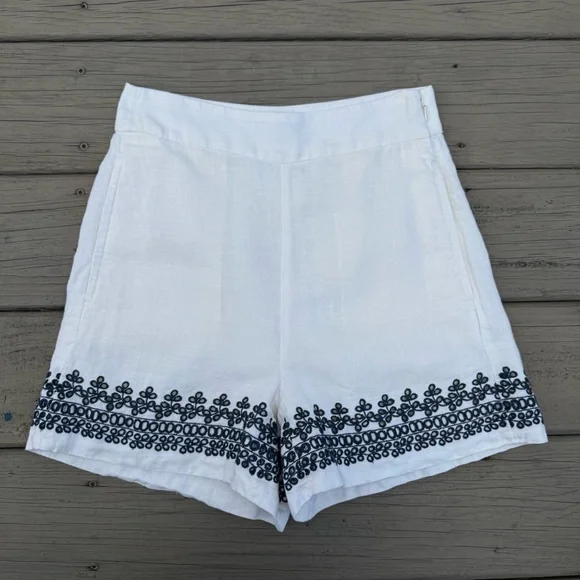 J. Crew Embroidered-trim line shorts size 0 - Picture 3 of 11